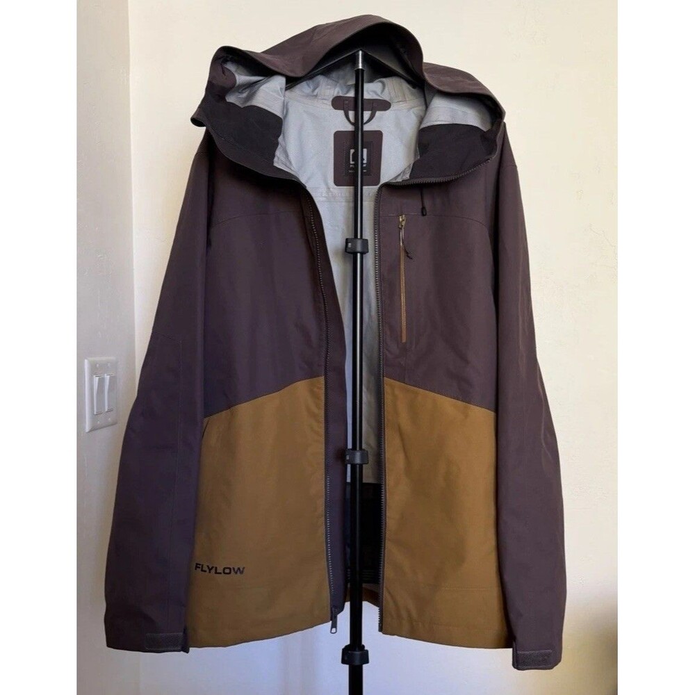 FLYLOW Men's L Knight Hood Full Zip Colorblock Winter Ski Jacket Shale Rye NWOT